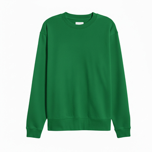 Sudadera Unisex Verde de Cuello Redondo, Corte Regular, Tejido de Punto, Color Sólido, Informal, para Otoño, Transpirable y Sostenible - Product Image 1