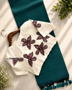 Traditional Indian Pakistani Cotton Ethnic <b>Blouse</b> For Girls With <b>Red</b> Butterfly Embroidery Regular Fit All Seasons - Product Image 4