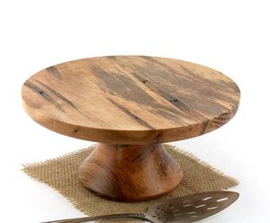 Soporte redondo de madera para decoración de panadería moderna, soporte de lujo para pasteles, soporte elegante para presentación de postres, soporte artesanal de madera para tartas - Product Image 2