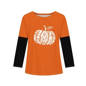 Camisetas con estampado de calabaza espeluznante de Halloween para niñas, camisetas de manga larga con cuello redondo para niñas, camiseta divertida y aterradora de otoño - Product Image 5
