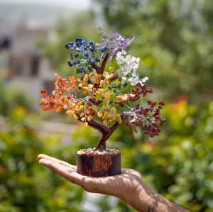 Wholesale Natural Seven <b>Chakra</b> 500 Gemstone <b>Tree</b> M-SEAL Wood Base Handcrafted Love Theme Home Decor Semi-Precious Stone Crafts - Product Image 2