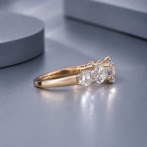 แหวนมอสซาไนต์ทรงกลมเจ็ดเม็ดทองคำขาว 14K สุดหรูสำหรับผู้หญิง 4.12 กะรัต ของขวัญเครื่องประดับชั้นดีสำหรับวันครบรอบแต่งงาน - Product Image 5