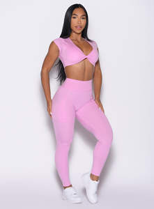 Leggings Deportivos de Cintura Alta con Elástico Rosa Personalizado, Pantalones de Gimnasio Transpirables de Secado Rápido para Mujer - Product Image 3