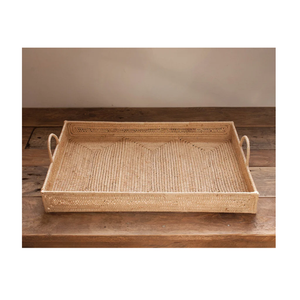 Bandeja de Servir de Estilo Boho de Primera Calidad, Ecológica, Hecha a Mano con Ratán y Asas de Madera para Té, Café, Organizador del Hogar - Product Image 6