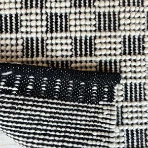Handwoven Chunky Loop Wool Rug, Grey and White Flatweave, Modern Indoor Outdoor Decor - Product Image 6