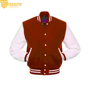 Veste universitaire de haute qualité en violet et blanc, broderie personnalisée, veste de baseball ajustée pour équipe, vente en gros - Product Image 6