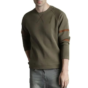 Sweat-shirt à col rond pour homme, couleur olive, avec logo personnalisé, manches unies, en coton tricoté, décontracté, pour l'automne, coupe classique - Product Image 3