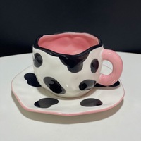 Ensemble tasse et soucoupe à café de style minimaliste créatif, peint à la main sous glaçure, avec motif coloré, tasse à thé