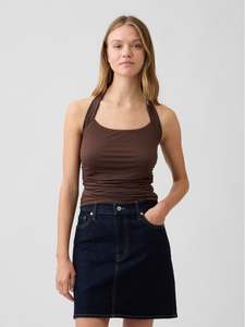 Débardeurs pour femmes personnalisés imprimés, couleur unie basique, à double doublure, col rond, ajustables, style camisole courte, sans manches, pour l'été - Product Image 3