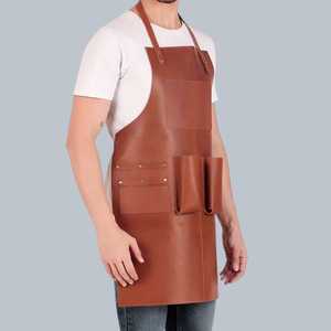 Delantal de Cuero con Bolsillos, Estilo Clásico, Traje de Trabajo Resistente para Cocinar - Product Image 4