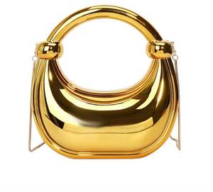 Pochette croissant de lune en acrylique doré durable, sac à main transparent, petite pochette de 1 à 1,9 L de capacité, fabriquée en Chine pour les soirées - Product Image 1
