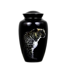 Urnas de recuerdo de pantera leopardo salvaje, caja de urna de cremación de aluminio de lujo hecha a mano, recuerdos para adultos, urnas funerarias, cenizas conmemorativas - Product Image 1