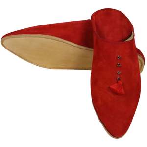 Zapatillas de gamuza Babouches marroquíes rojas para mujer con forro de cuero genuino parte superior de goma y plantilla tipo Chochia zapatos - Product Image 3