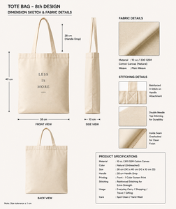 กระเป๋าผ้าแคนวาสแบบมินิมอล 38x40x10 ซม. สีธรรมชาติ พิมพ์ลายด้านหน้า หูหิ้วยาว 28 ซม. สำหรับช้อปปิ้ง พกพา ท่องเที่ยว ของขวัญ สกรีนตัวอักษรได้ - Product Image 2