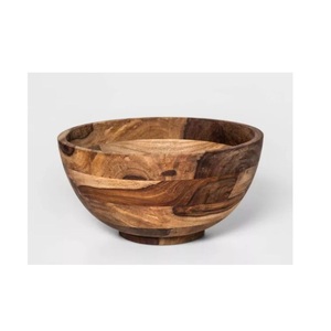 Tazón para Servir de Madera de Acacia Ecológico, Hecho a Mano, Diseño Redondo y Acampanado, para Frutas y Ensaladas, para Cocina y Decoración del Hogar, en Oferta - Product Image 1