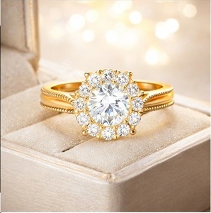 Anillo de Compromiso y Promesa de Lujo para Mujer, Clásico y Moderno, Personalizado, de Oro Sólido de 10K, con Diamantes Cultivados en Laboratorio, Regalo para Boda o Fiesta - Product Image 3