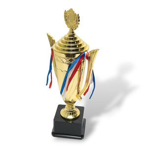 Trofeo de Campeonato Premium Dorado con Cintas y Base Negra, Premio para Competiciones Deportivas, Eventos y Ceremonias - Product Image 2