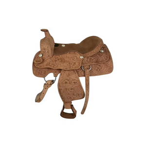 Selle de cheval Western haut de gamme pour barrel racing, en cuir ciselé à la main, pour le rodéo et la randonnée équestre, design confortable et performant, équipement professionnel - Product Image 3