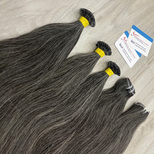 Extensiones de Cabello Natural Ondulado Gris K-Tip, Color Plateado, Cutícula Alineada, Cabello Vietnamita - Product Image 4