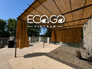 Voile d'ombrage tissée manuelle Eco2go Vietnam, marron naturel, taux d'ombrage 95%, pour balcon et usage extérieur - Product Image 3