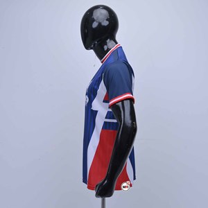 Maillots de football pour hommes à rayures bleues MRI Group, manches courtes, polyester respirant, col rond, vêtements de sport pour adultes, maillots de football - Product Image 4