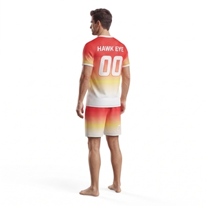 Ensemble de maillot de football sublimé pour homme Hawk Eye, col en V, manches courtes, couleur dégradée, évacuation de l'humidité, coupe athlétique, toutes saisons - Product Image 6