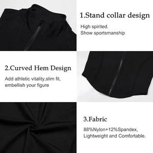 Full Zip up vêtements de course manches moins haut de sport poche zippée Fitness hiver chaud Gym Activewear course manteaux vêtements d'entraînement - Product Image 4