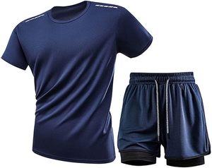 Mens Short Sets 2 Piece Outfits Casual Summer Short Sleeve Athletic Set Oversized <b>T</b>-Shirts Adjustable <b>Track</b> Suits 2026 - Product Image 2