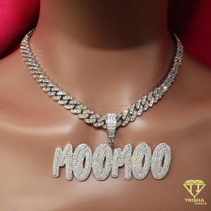 สร้อยคอจี้รูป "MOMOO" สไตล์ฮิปฮอป ประดับเพชรโมอิสซาไนต์ทรงบาแกตต์  หรูหราอลังการ - Product Image 1