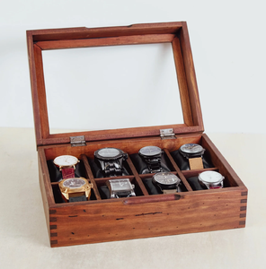 Boîte de rangement pour montres en bois écologique de luxe, 8 emplacements, organiseur de montres, présentoir pour femmes et hommes à bas prix - Product Image 1