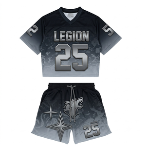 Ensemble haut court et short en maille minimaliste de luxe, couleur pastel, sublimation haute densité, vêtements de sport unisexes personnalisés - Product Image 2