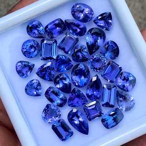 แทนซาไนต์สีน้ำเงินธรรมชาติทรงเหลี่ยมหลากหลายขนาด คละไซส์ หินหลวมสำหรับขายส่ง หินประจำเดือนธันวาคม รูปทรงคุชชั่นคัทและเรเดียนท์คัท - Product Image 5