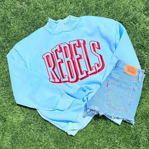 Custom Rebels Puff Greek Apparel <b>Mock</b> <b>Neck</b> Sweatshirt Cotton Fleece Embroidery Letter Chenille Patch - Product Image 2