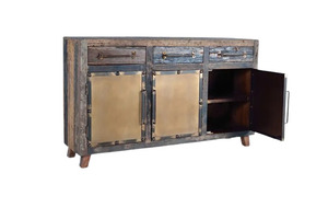 Aparador de Madera Maciza de Estilo Industrial Nórdico Vintage, Mueble de Almacenamiento Clásico para Sala de Estar o Comedor - Product Image 6