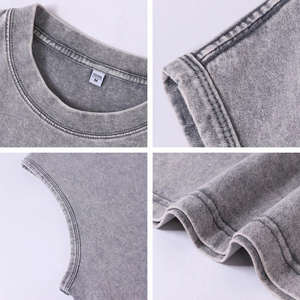 เสื้อกล้ามคอกลมทรงหลวมแบบย้อมสีเอซิด ถักจากผ้าฝ้าย 100%  ซับเหงื่อได้ดี  รับสกรีนโลโก้  เสื้อกล้ามผู้ชาย - Product Image 3