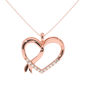 Collier Pendentif Cœur Romantique en Argent Sterling 925 Plaqué Or avec Diamant de Laboratoire, Ruban Enveloppant, Charme Amourux Luxueux et Élégant - Product Image 2