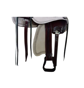 Selle de cheval western en cuir gris et marron, modèle Wade Tree Roping, avec panier et design gravé, siège en daim noir, de 10 à 18 pouces - Product Image 3