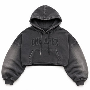 Conjunto de Sudadera Corta Oversize y Pantalones Jogger para Mujer ONEAPEX INTERNATIONAL, 100% Algodón Grueso, Lavado Ácido, Forrado, Casual de Invierno - Product Image 3