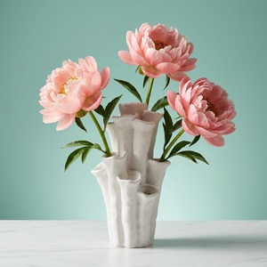 Hot Arrival <b>Ceramic</b> Tabletop <b>Vase</b> With Pink Peonies Minimalist Design Matte Finish Exquisite Durable 8-16 Inches - Product Image 1