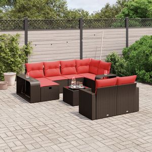 Set Divano da Esterno in Polyrattan Marrone da 11 Pezzi con Cuscini - Elegante Collezione di Mobili da Giardino - Product Image 1