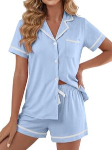 Pijamas de Salón para Mujer 2026, Conjunto de 2 Piezas de Manga Corta, Venta al por Mayor, 12 Colores, Patrón Suave, Ropa de Dormir - Product Image 3
