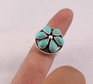 Vintage Natural Turquoise <b>Ring</b> 925 Sterling Silver Antique <b>Boho</b> Style Oval Gemstone <b>Ring</b> for Women Handcrafted Ethnic Jewelry - Product Image 5
