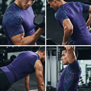 Camiseta de compresión alta para hombre, ligera, ideal para levantamiento de pesas, crossfit, entrenamiento, camiseta de compresión. - Product Image 6