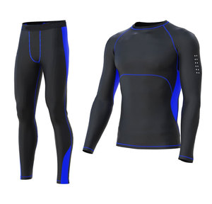 Men's Compression Long Sleeve Shirt Eco-Friendly All Seasons Black Blue Crew Neck Quick Dry Breathable <b>Sweat</b> Wicking Spandex <b>Top</b> - Product Image 1
