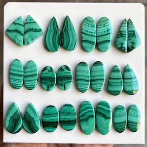 Natural Green Malachite Pair Cabochons Wholesale Bulk Lot Matching Loose Gemstones for Earrings Pendant Jewelry Making - Product Image 3