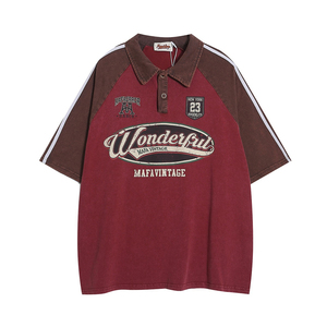 เสื้อเชิ้ตแขนสั้นลายทางถักสไตล์วินเทจสำหรับผู้ชาย แบรนด์ดัง ทรงปกติ สวมใส่สบาย โลโก้ด้านหน้า ผลิตจากโพลีเอสเตอร์ แห้งเร็ว ไม่ยับง่าย - Product Image 1
