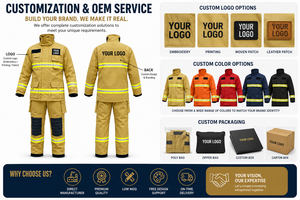Tenue de protection ignifuge personnalisable pour pompiers, uniforme de sauvetage haute visibilité, style deux pièces - Product Image 4