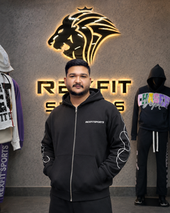 REXFITSPORTS 2026 Sweat à capuche personnalisé noir entièrement zippé 280–300 GSM en coton polyester molletonné imprimé, noir anthracite, style streetwear - Product Image 6