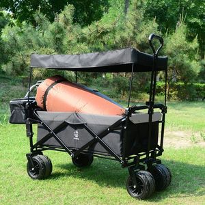 Carrello Pieghevole da 140L con Freno per Ogni Terreno e Tettuccio Rimovibile per Campeggio - Product Image 2