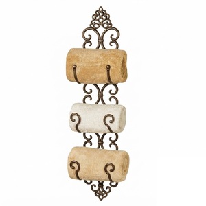Toallero de pared rústico de hierro forjado con diseño de 3 niveles en espiral, organizador de baño de metal vintage para toallas enrolladas de invitados - Product Image 1